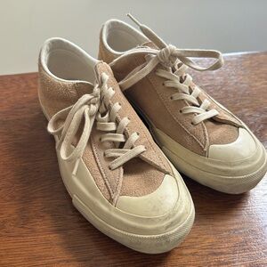 Moonstar Women’s Suede Lace-Up Sneakers in Tan
